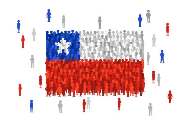 Bandera de chile, con imágenes de personas en animación